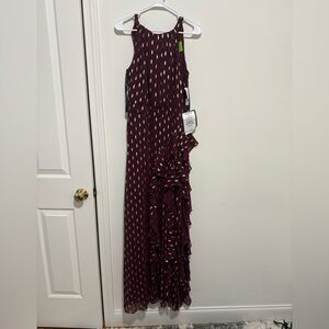 Betsy & Adam Burgundy Sleeveless Dress